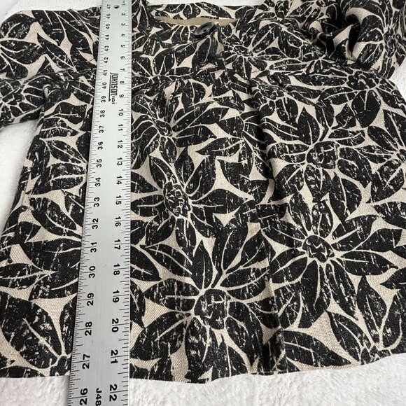 Michael Kors Womens Floral Print Linen Blazer Jacket Medium Black Button Front - Picture 8 of 9